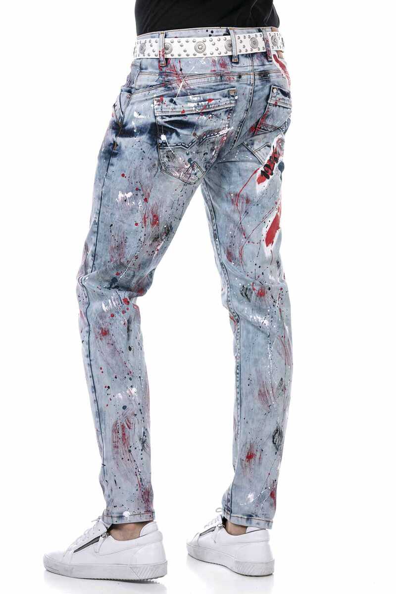 CD684 Men's comfortable jeans with hand-painted design