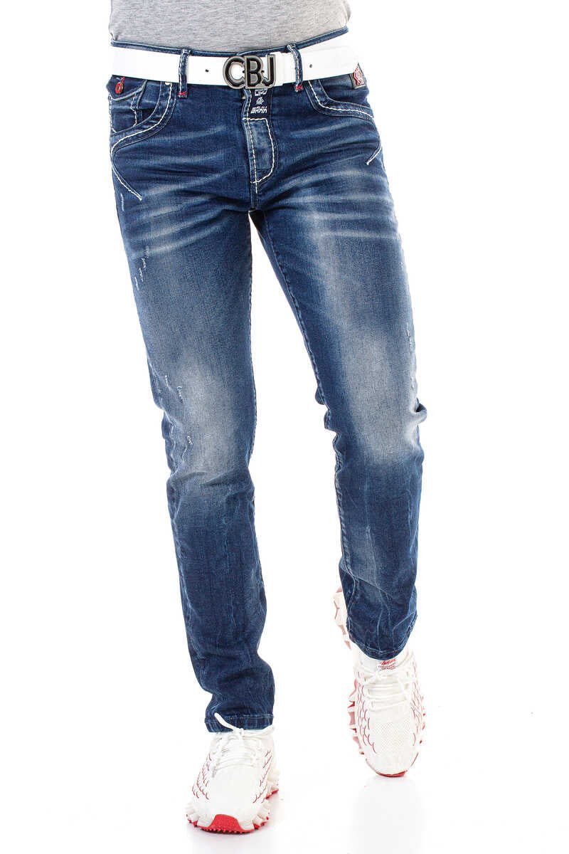CD692 Men's Straight Fit Jeans with Cool Used Wash