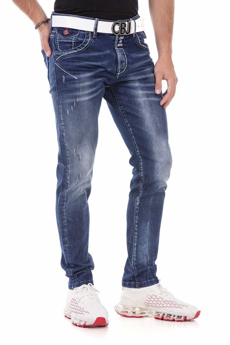 CD692 Men's Straight Fit Jeans with Cool Used Wash