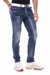 CD692 Men's Straight Fit Jeans with Cool Used Wash