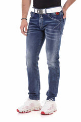 CD692 Men's Straight Fit Jeans with Cool Used Wash