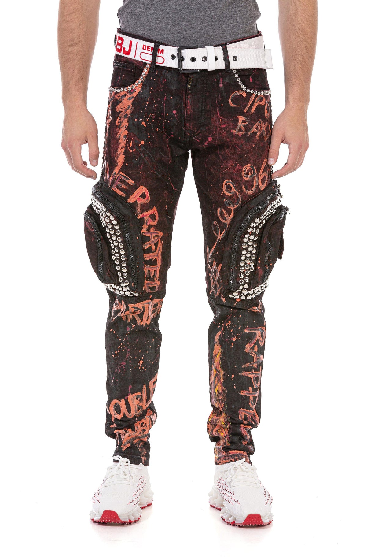 CD693 Men's trendy jeans with rivets