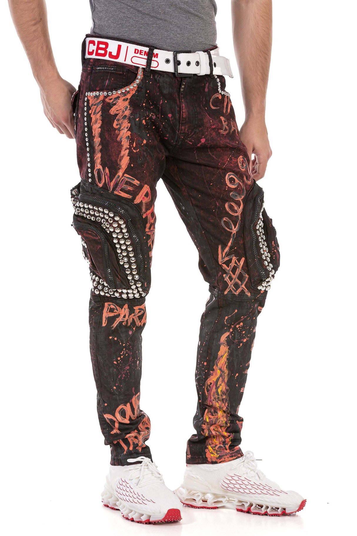 CD693 Men's trendy jeans with rivets