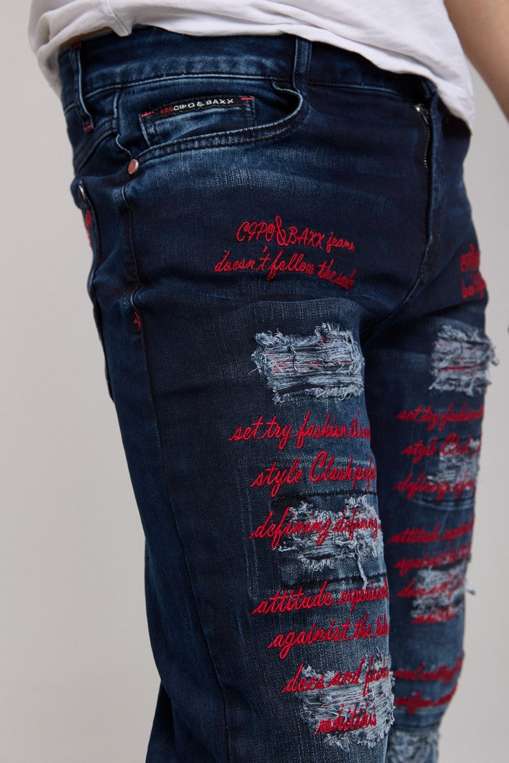 CD694 men's jeans in an extravagant look
