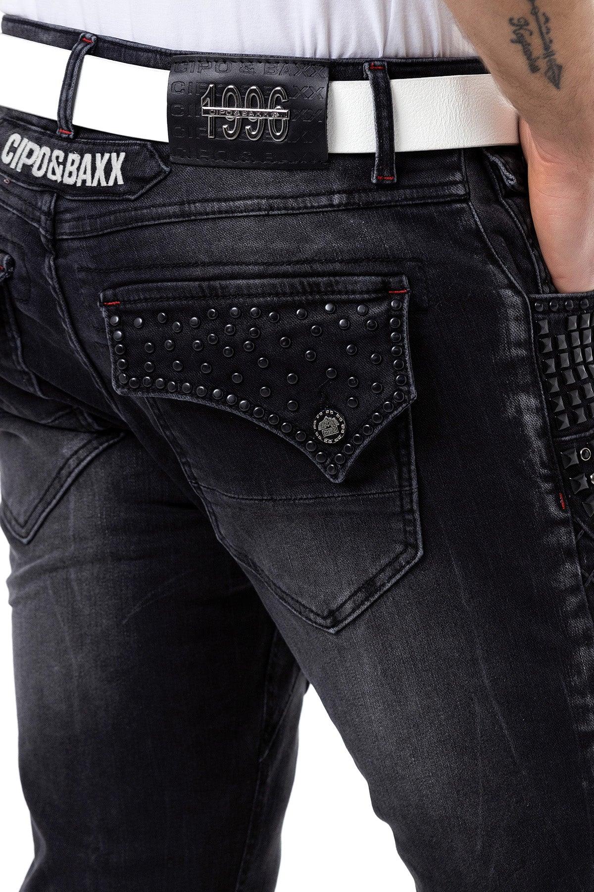 CD696 Men's slim-fit jeans with cool studs