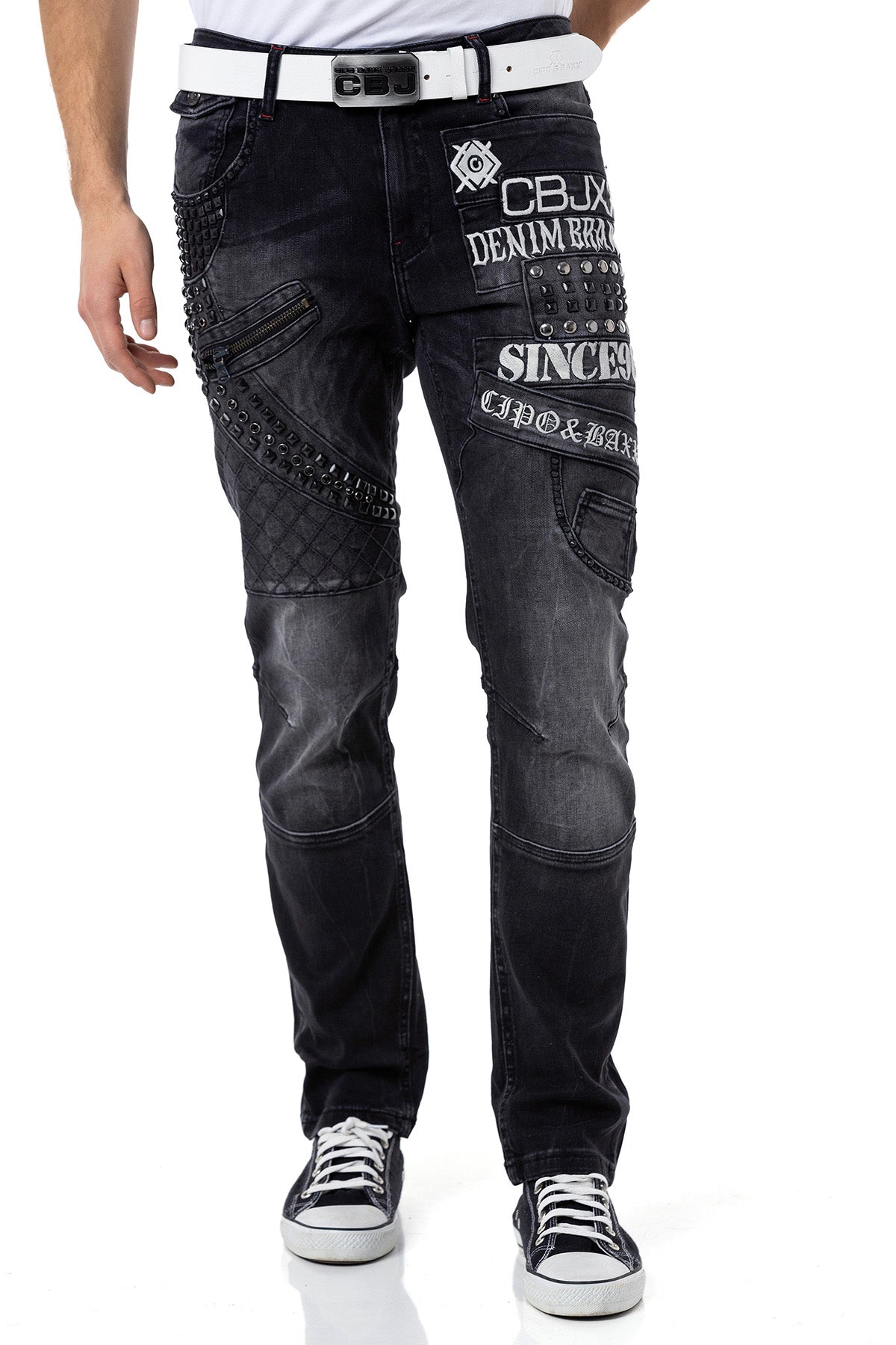 CD696 Men's slim-fit jeans with cool studs