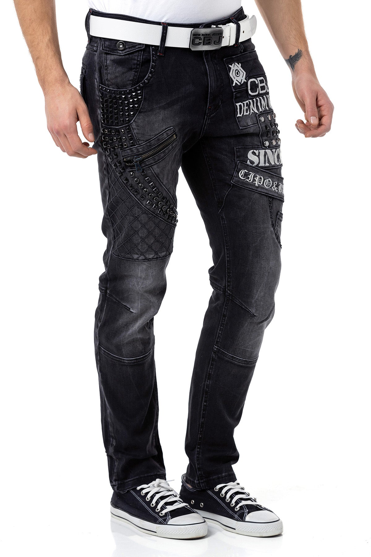 CD696 Men's slim-fit jeans with cool studs