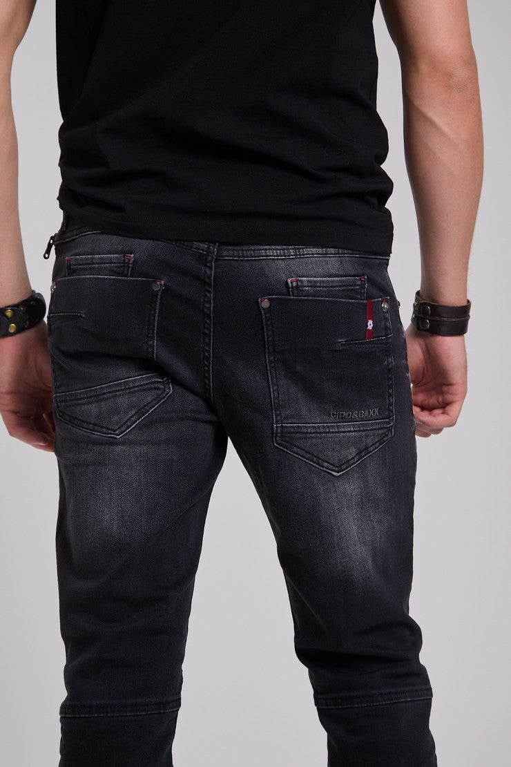 CD699 Men's Straight Fit Jeans with Cool Used Wash