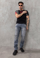 CD699 Men's Straight Fit Jeans with Cool Used Wash