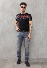 CD699 Men's Straight Fit Jeans with Cool Used Wash
