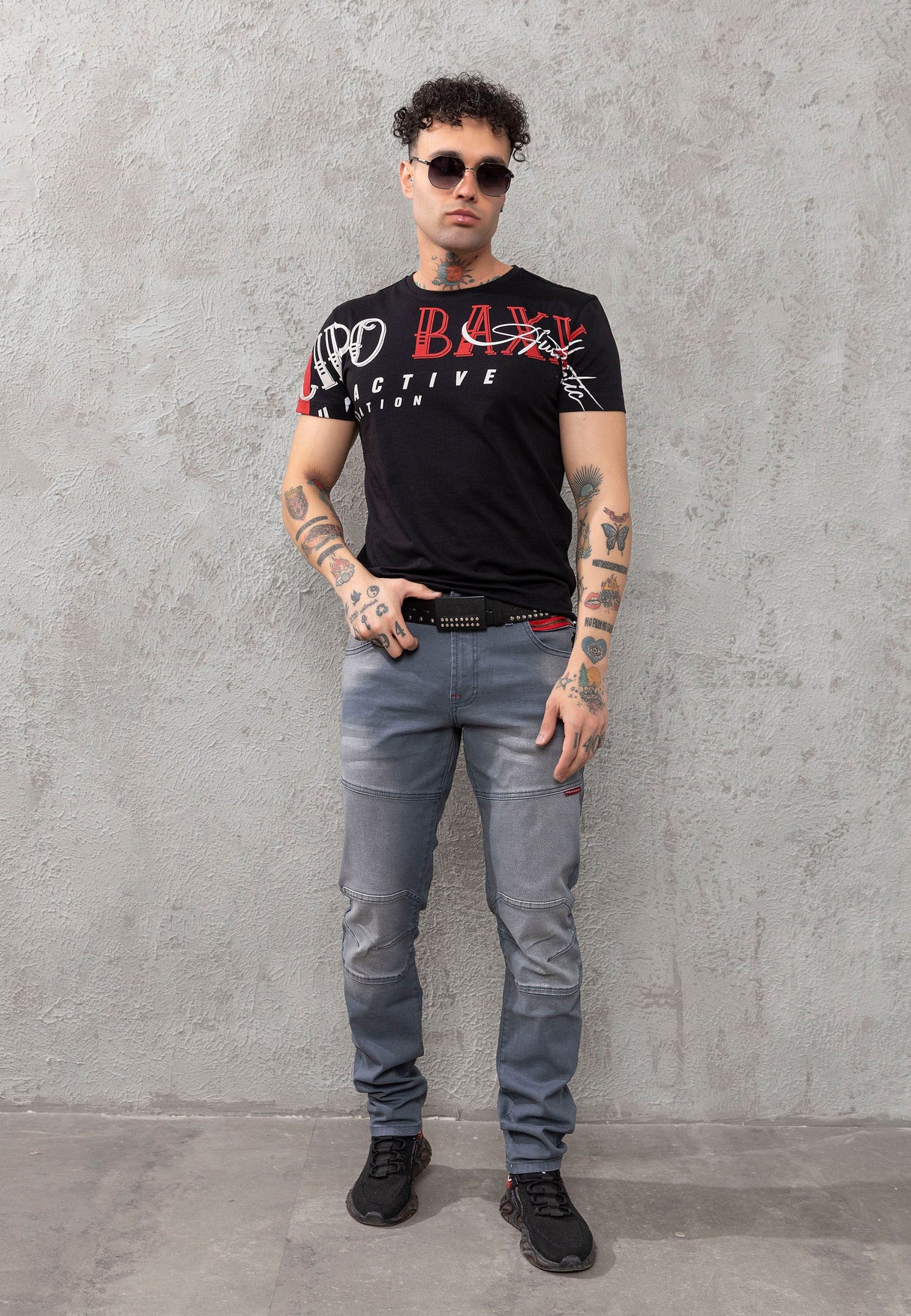 CD699 Men's Straight Fit Jeans with Cool Used Wash