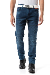 CD699 Men's Straight Fit Jeans with Cool Used Wash