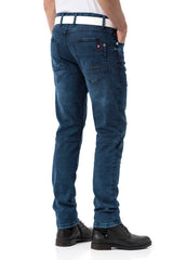 CD699 Men's Straight Fit Jeans with Cool Used Wash