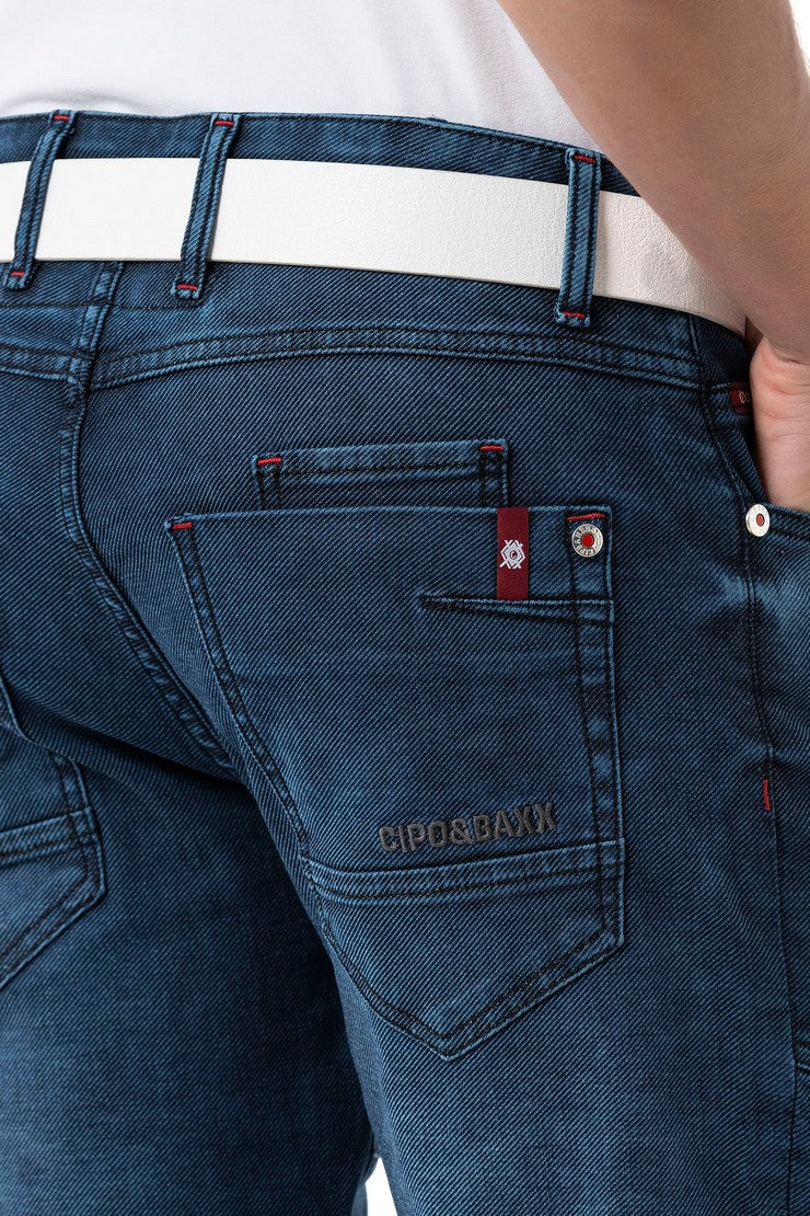 CD699 Men's Straight Fit Jeans with Cool Used Wash