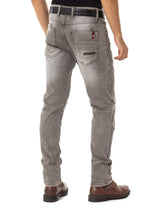 CD699 Men's Straight Fit Jeans with Cool Used Wash