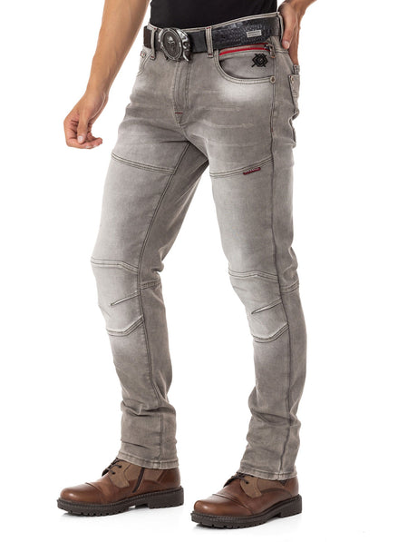 CD699 Men's Straight Fit Jeans with Cool Used Wash
