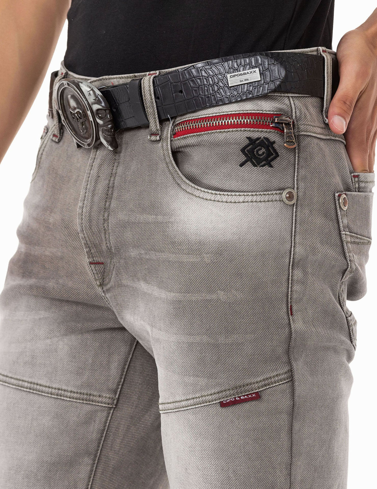 CD699 Men's Straight Fit Jeans with Cool Used Wash