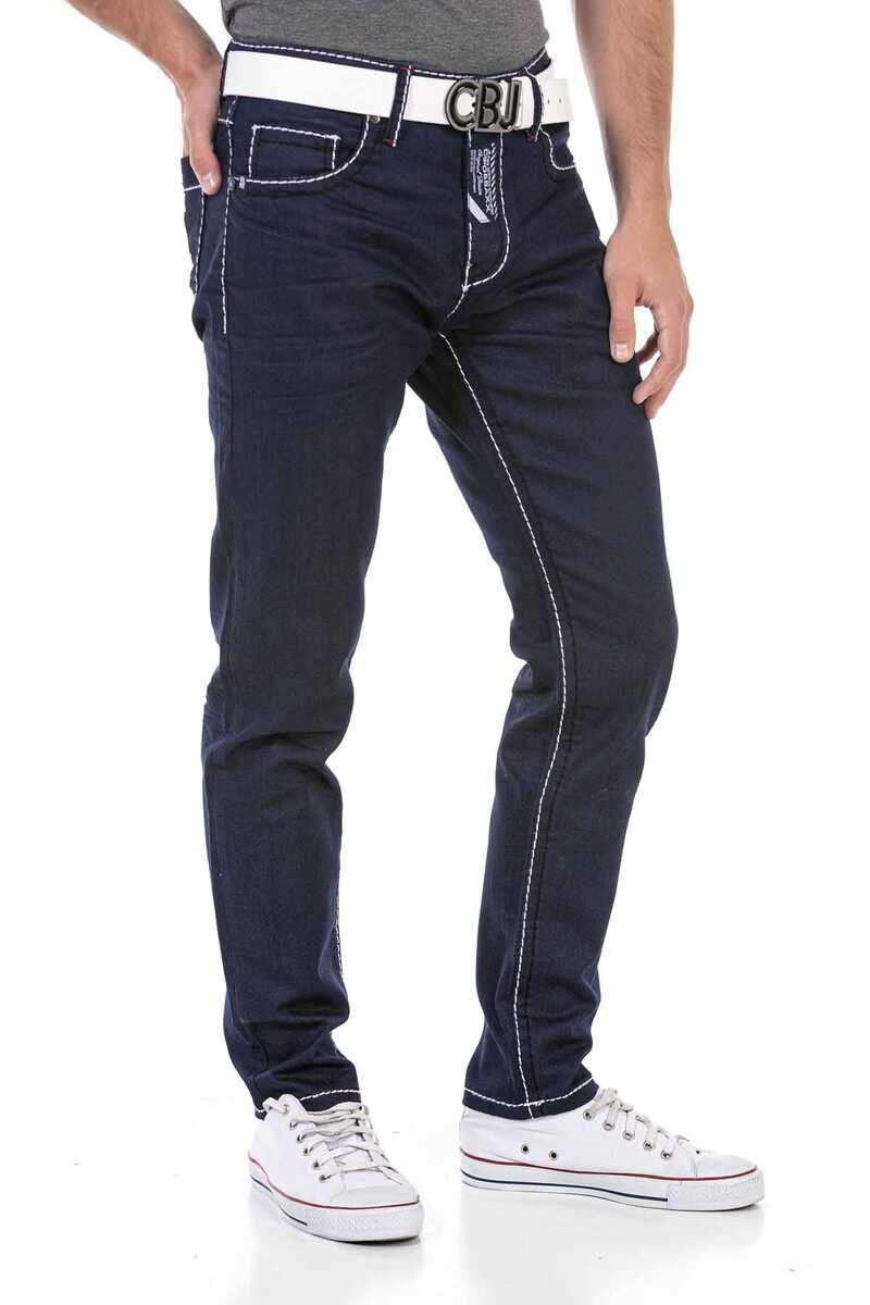 CD705 Men's Straight Fit Jeans with trendy contrast stitching