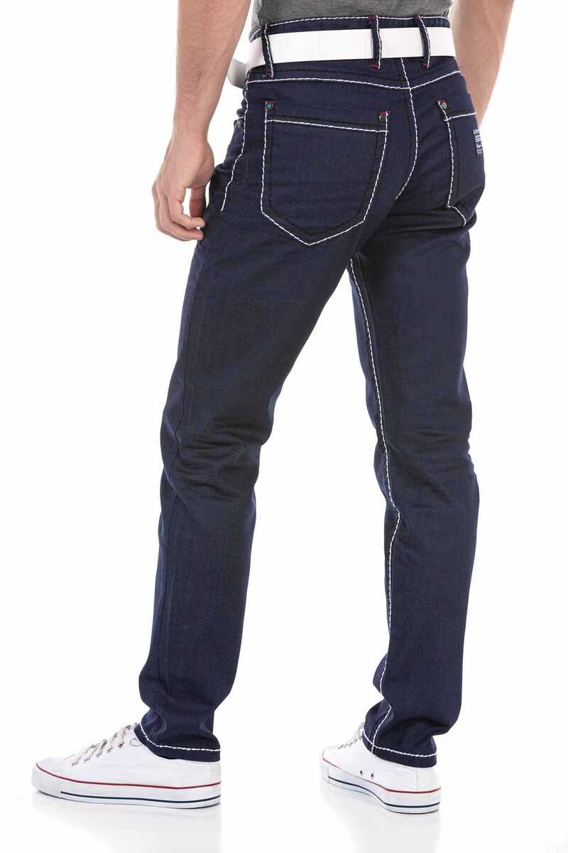 CD705 Men's Straight Fit Jeans with trendy contrast stitching