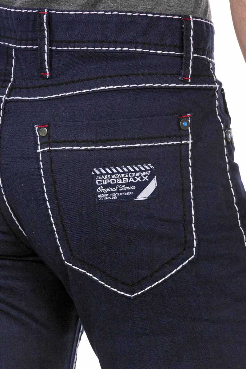 CD705 Men's Straight Fit Jeans with trendy contrast stitching