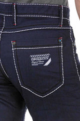 CD705 Men's Straight Fit Jeans with trendy contrast stitching
