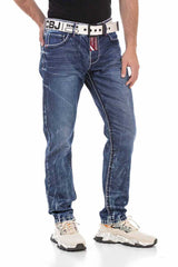 CD709 Men's Straight Fit Jeans with Extravagant Wash