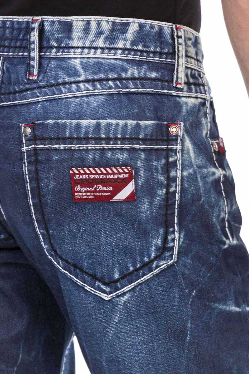 CD709 Men's Straight Fit Jeans with Extravagant Wash