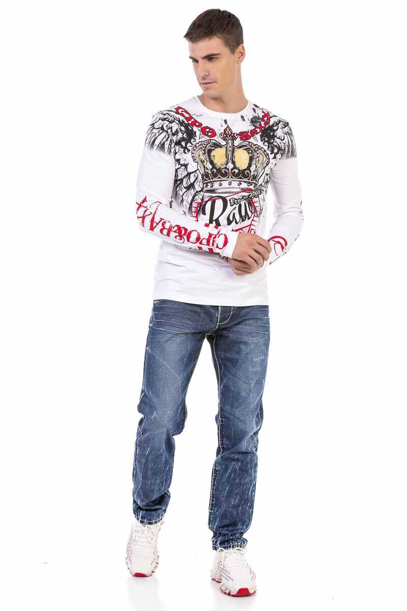 CD709 Men's Straight Fit Jeans with Extravagant Wash