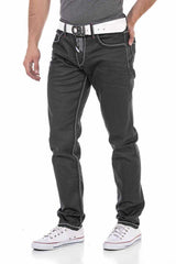 CD710 Men's Straight Fit Jeans with trendy contrast stitching