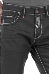CD710 Men's Straight Fit Jeans with trendy contrast stitching