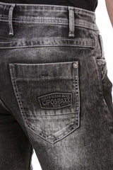 CD713 Men's straight fit jeans in a destroyed look with belt