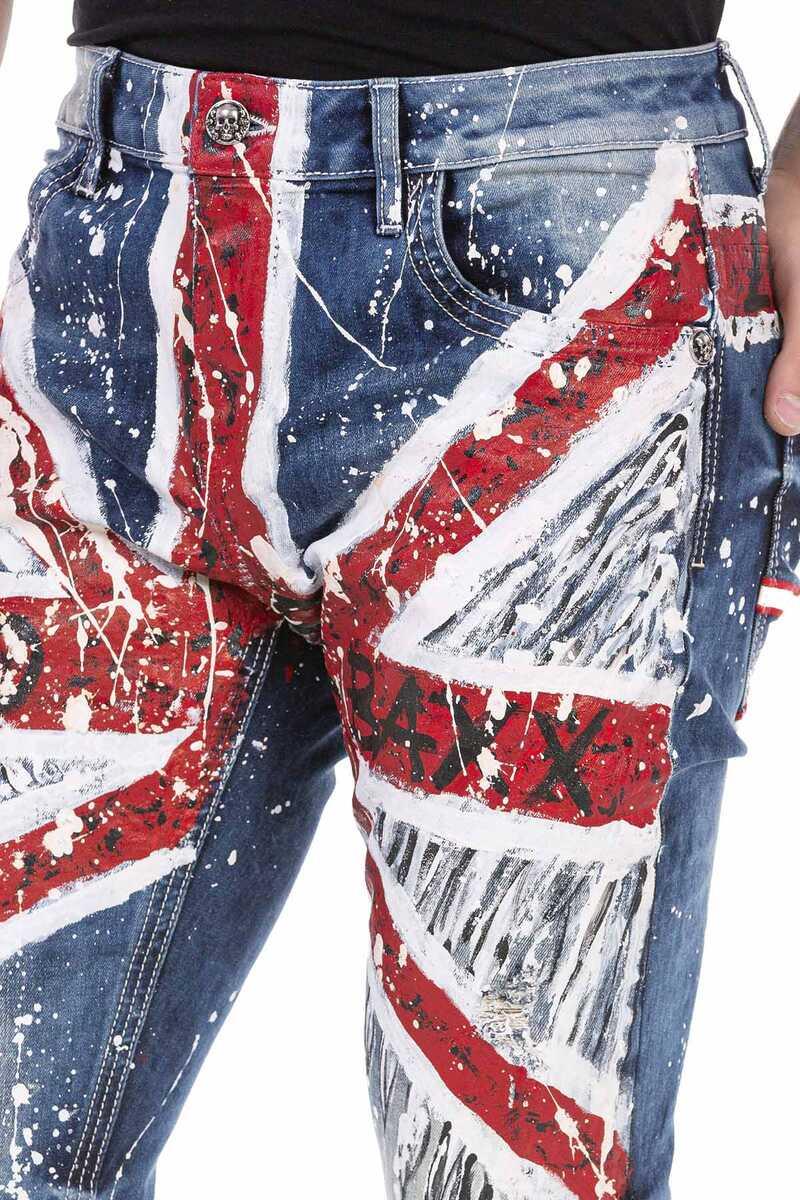 CD714 Men's Jeans with Flag Motif