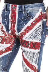 CD714 Men's Jeans with Flag Motif