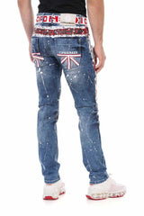 CD714 Men's Jeans with Flag Motif