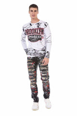 CD715 Men's straight jeans in a cool street style