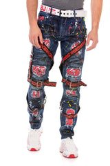 CD716 Men's biker jeans leisure trousers in a special design with colorful rivets