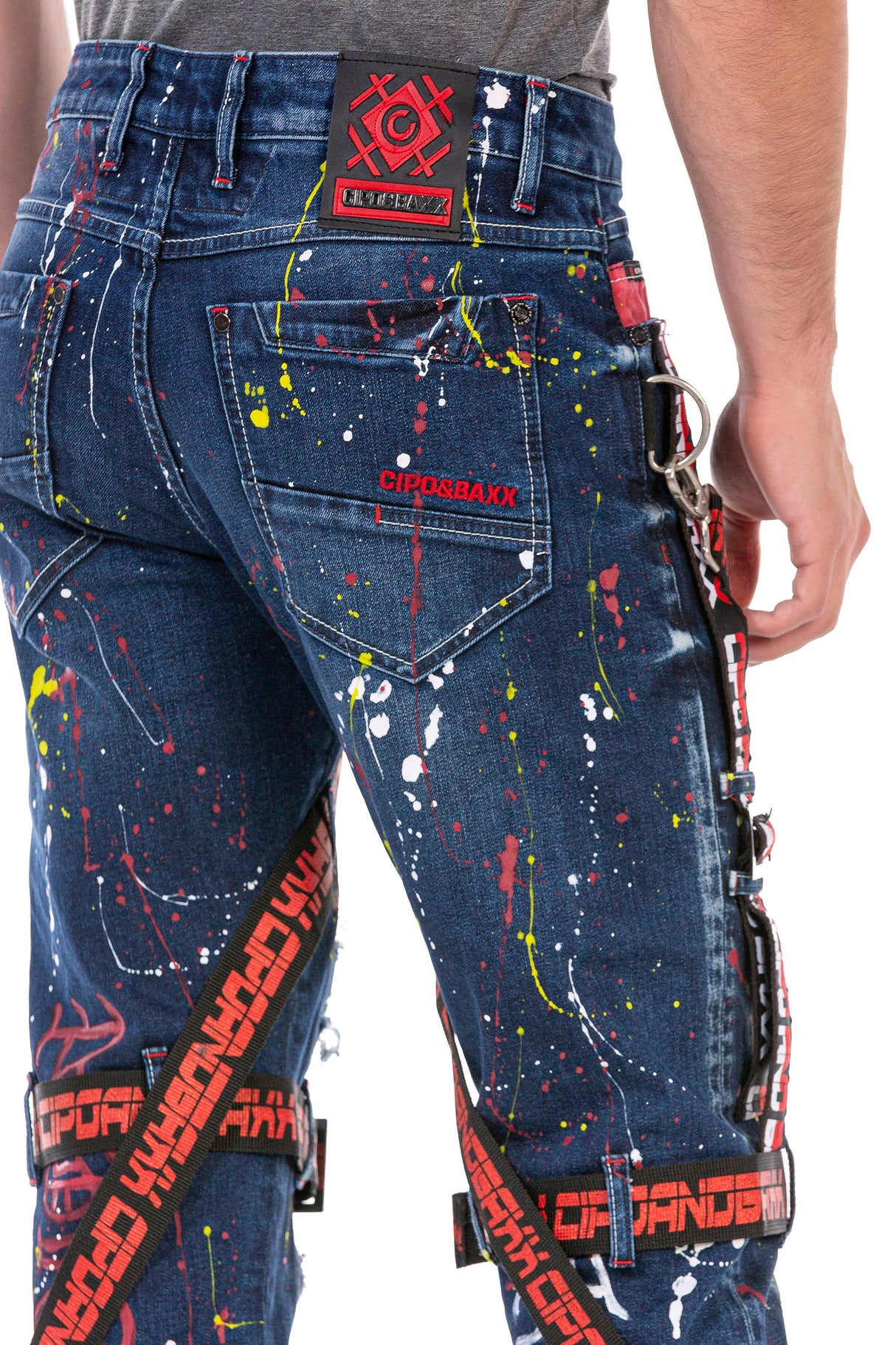 CD716 Men's biker jeans leisure trousers in a special design with colorful rivets