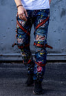 CD716 Men's biker jeans leisure trousers in a special design with colorful rivets