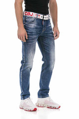 CD717 Men's slim-fit jeans with great embroidery