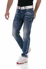 CD717 Men's slim-fit jeans with great embroidery