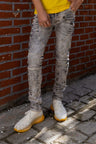 CD718 Men's straight jeans with wide decorative seams