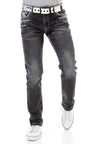 CD719 Men's Straight Jeans with Contrast Stitching