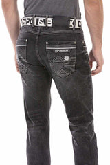 CD719 Men's Straight Jeans with Contrast Stitching