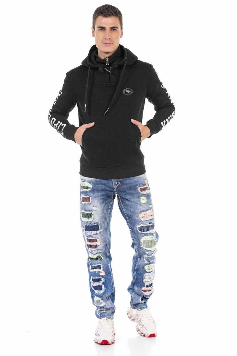 CD720 Men's Straight Jeans with Colourful Destroyed Details