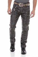 CD721 Men's straight jeans with a casual check pattern