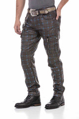 CD721 Men's straight jeans with a casual check pattern