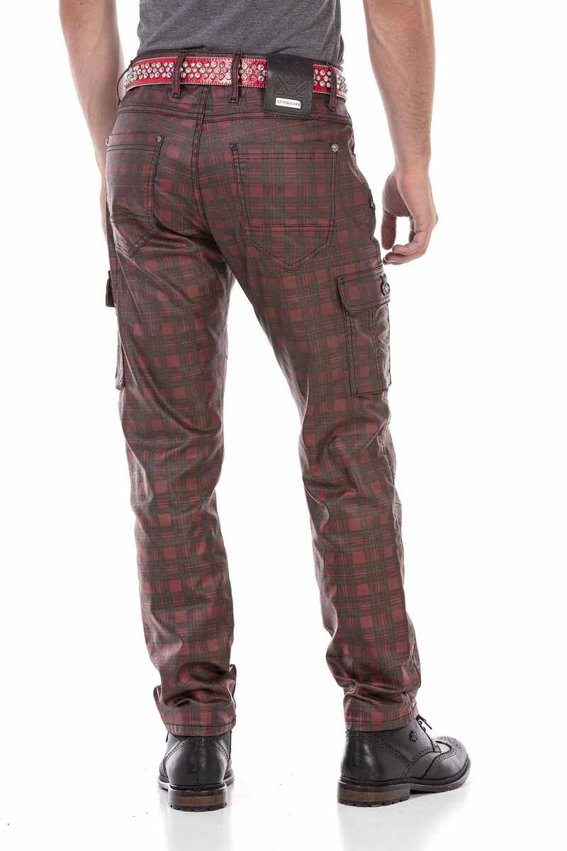 CD721 Men's straight jeans with a casual check pattern