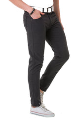 CD724 Men's basic trousers with a subtle check pattern