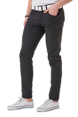 CD724 Men's basic trousers with a subtle check pattern