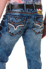 CD729 Men's Slim-Fit Jeans with Pocket Embroidery